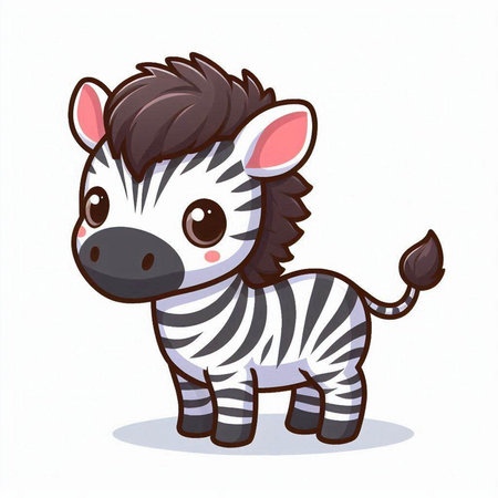 Cute baby zebra isolated on white background. Vector illustration.のイラスト素材