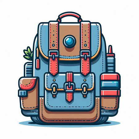 Vector illustration of a backpack on a white background. Cartoon style.のイラスト素材