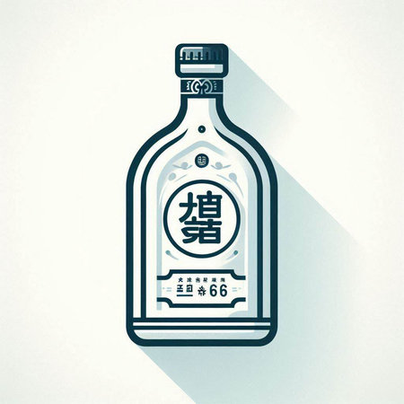 chinese tequila bottle icon. flat design style. long shadowのイラスト素材