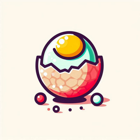 Illustration of a funny Easter egg isolated on a white background.のイラスト素材