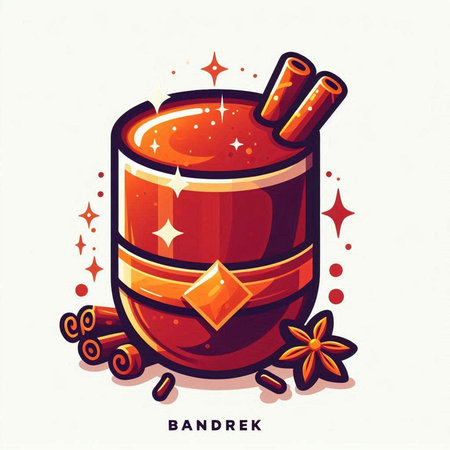 Mulled wine with cinnamon, star anise and cloves. Vector illustrationのイラスト素材
