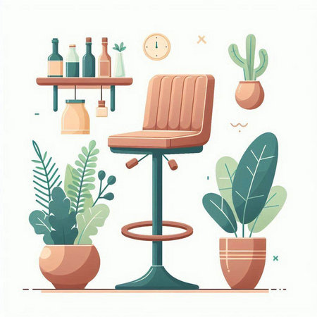 Interior of a modern barber shop. Vector illustration in flat styleのイラスト素材