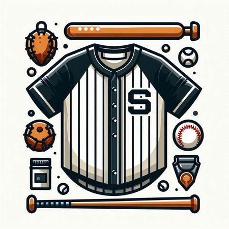 Baseball emblem with ball, bat and helmet. Vector illustration.のイラスト素材