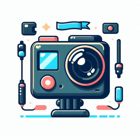 Camera icon. Vector illustration in flat style. Colorful design.のイラスト素材