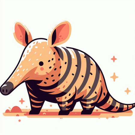 Cute cartoon armadillo on white background. Vector illustration.のイラスト素材