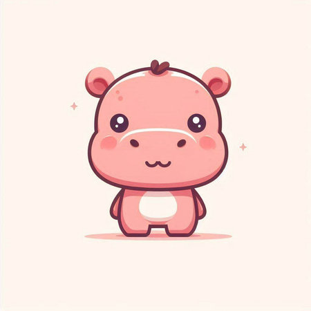 Cute hippo cartoon vector illustration. Cute animal character design.のイラスト素材