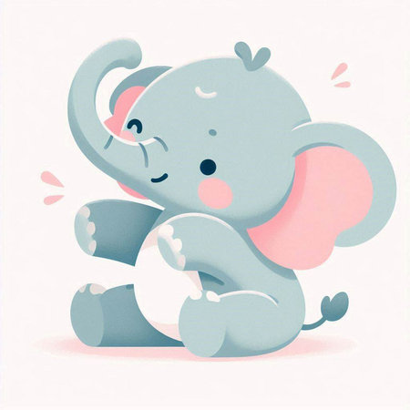 Cute baby elephant. Vector illustration. Cute cartoon elephant.のイラスト素材