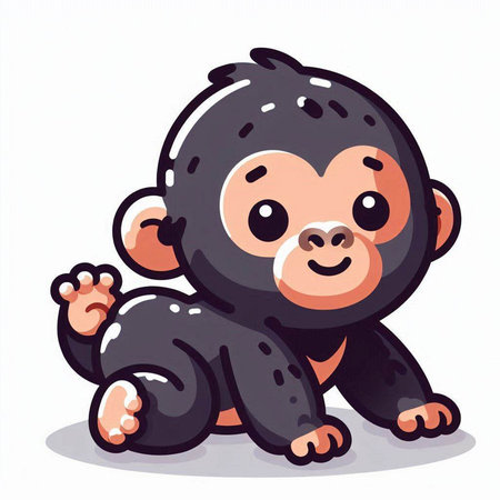 Cute little monkey. Vector illustration isolated on a white background.のイラスト素材