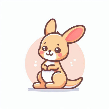 Cute kangaroo cartoon character. Cute animal vector illustrationのイラスト素材