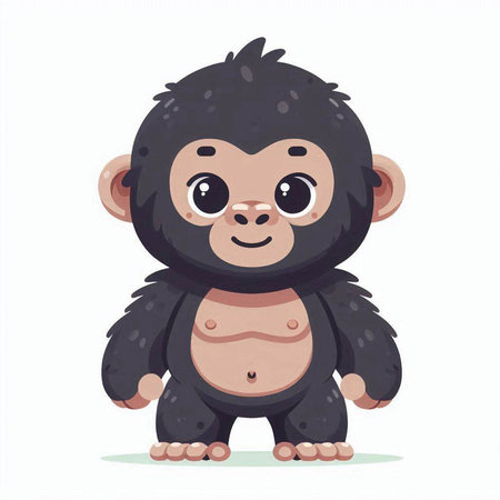 Cute cartoon chimpanzee isolated on white background. Vector illustration.のイラスト素材