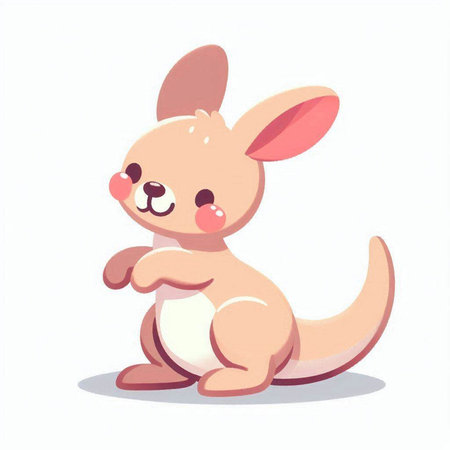 Kangaroo cartoon character. Cute kangaroo vector illustration.のイラスト素材