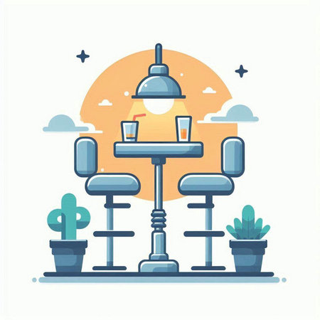 Coffee shop vector illustration. Flat style design for cafe, bar, restaurant.のイラスト素材