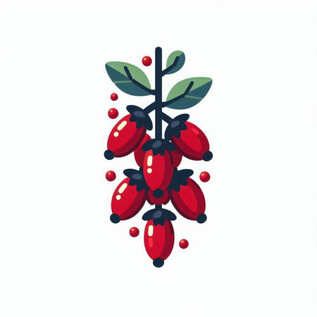 Ripe berry. Vector illustration in a flat style on a white background.のイラスト素材