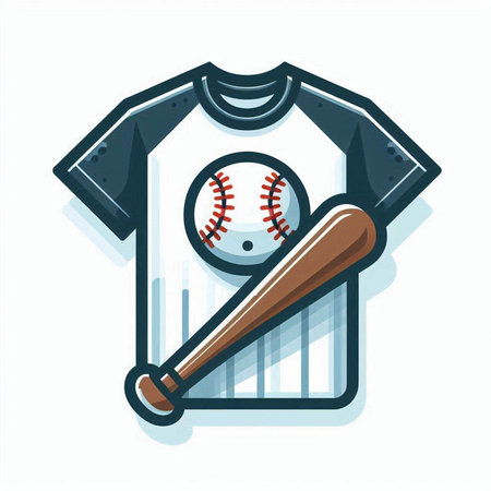 Baseball t-shirt and bat. Vector illustration isolated on white background.のイラスト素材
