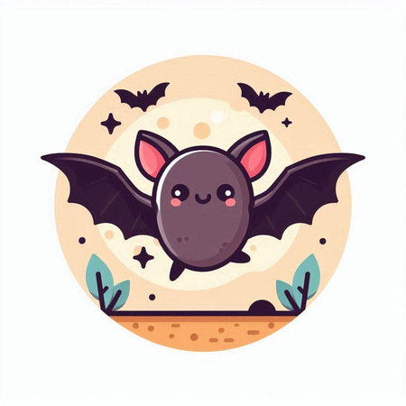 Cute cartoon vampire bat. Halloween vector illustration in flat style.のイラスト素材