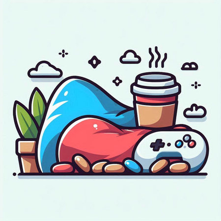 Coffee break concept. Vector illustration of a coffee break in cartoon style.のイラスト素材