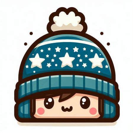 Cute cartoon winter boy with hat and scarf. Vector illustration.のイラスト素材