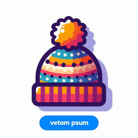 Winter hat with pompon. Vector illustration in flat cartoon style.のイラスト素材
