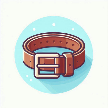 Leather belt icon. Flat vector illustration of leather belt with buckle.のイラスト素材