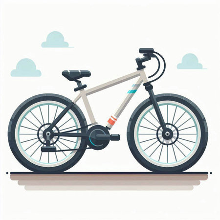 Bike on the road. Vector illustration in flat style, isolated on white background.のイラスト素材