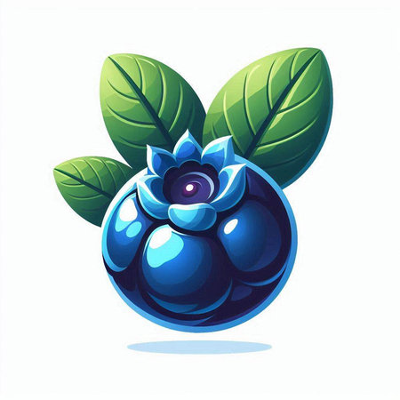 Blueberry with leaves isolated on a white background. Vector illustration.のイラスト素材