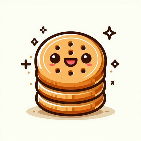 Cute happy cookie. Vector flat cartoon character illustration icon design.のイラスト素材