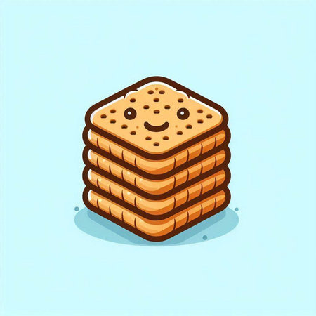 Illustration of a stack of crackers on a blue background.のイラスト素材