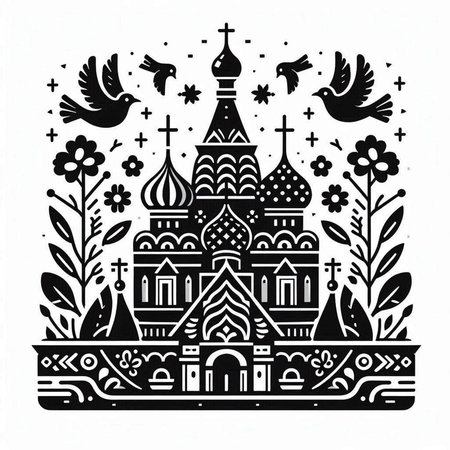 Church of the Intercession of the Most Holy Theotokos. Vector illustrationのイラスト素材