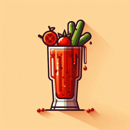 Bloody Mary cocktail with celery and tomato. Vector illustration.のイラスト素材