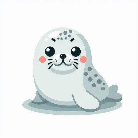 Cute seal. Vector illustration in cartoon style on white background.のイラスト素材