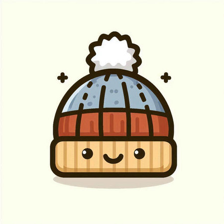 Cute knitted winter hat on a light background. Vector illustration.のイラスト素材