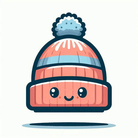 Cute knitted winter hat. Vector illustration in flat style.のイラスト素材