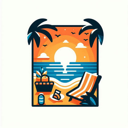 beach icon design, vector graphic illustration eps10 flat styleのイラスト素材