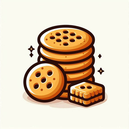 Illustration of a stack of cookies. Vector illustration in cartoon style.のイラスト素材