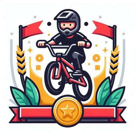 Cyclist in helmet riding on bicycle, cycling race, vector illustrationのイラスト素材