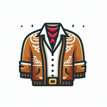 Vector illustration of a jacket with a collar. Isolated on white background.のイラスト素材