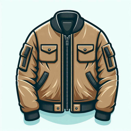 Men's jacket in a brown color on a white background. Vector illustrationのイラスト素材