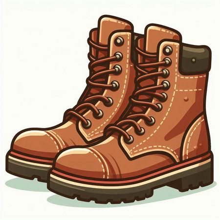 Hiking boots isolated on white background. Vector illustration of hiking boots.のイラスト素材