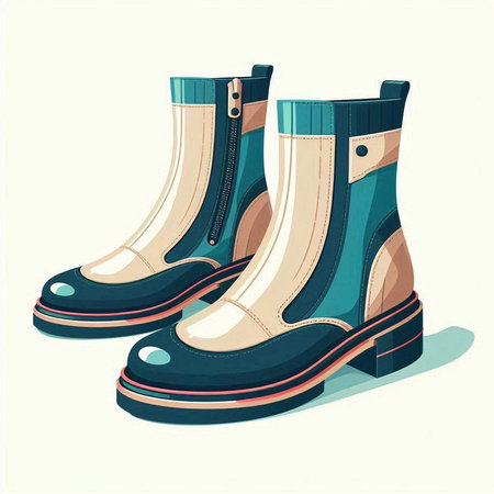 Winter boots on a white background. Vector illustration in retro style.のイラスト素材