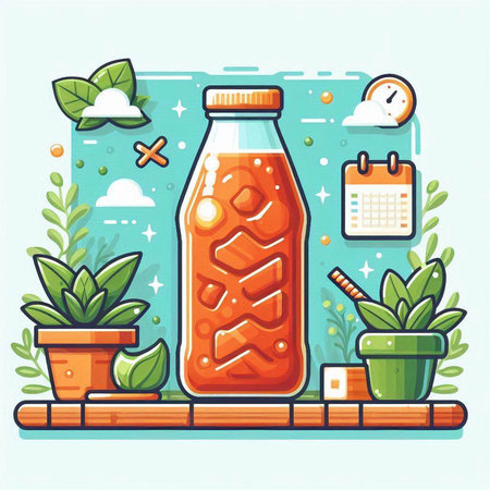 Bottle of carrot juice in a flat style. Vector illustration.のイラスト素材