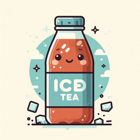 Vector illustration of bottle of kawaii cola with lettering.のイラスト素材