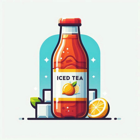 Lemonade in a bottle. Vector illustration in flat style.のイラスト素材