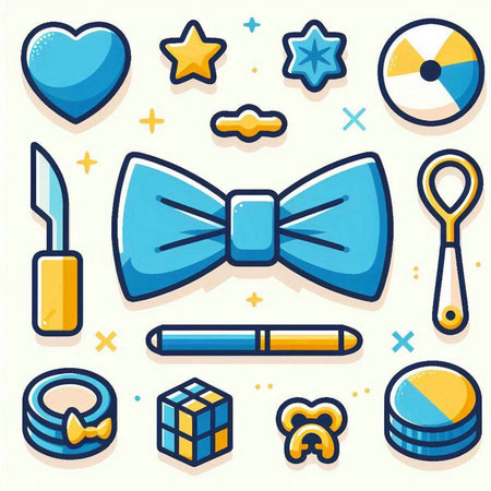 Vector illustration of a set of children's accessories. Vector illustration.のイラスト素材