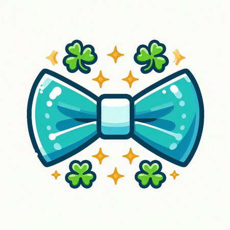 Vector illustration of a bow tie with clover leaves. St. Patrick's Day.のイラスト素材