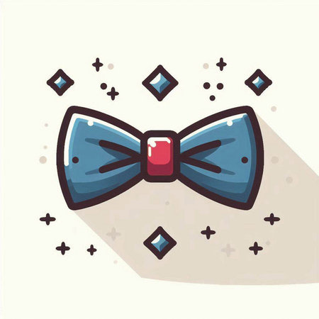 Vector illustration of a bow tie with stars. Flat design style.のイラスト素材