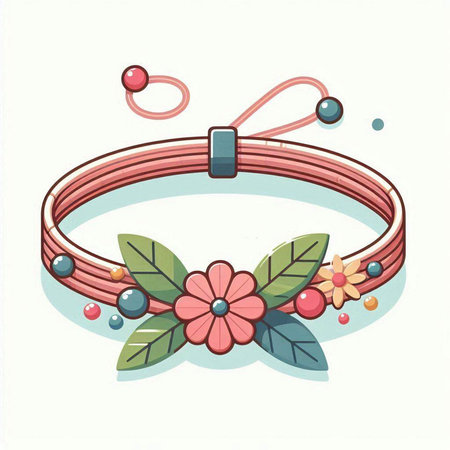 Illustration of a Bracelet with flowers and berries on a white backgroundのイラスト素材