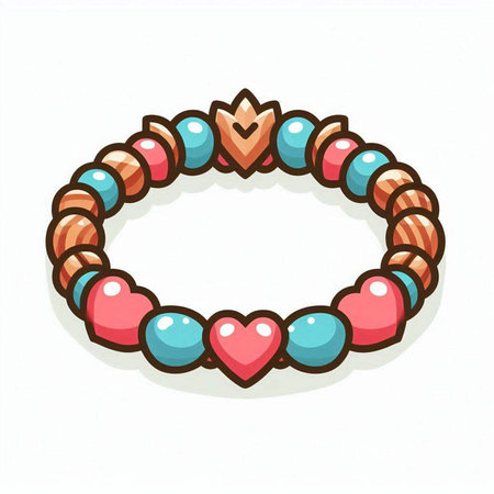 Hand drawn bracelet with hearts. Vector illustration. Isolated on white background.のイラスト素材