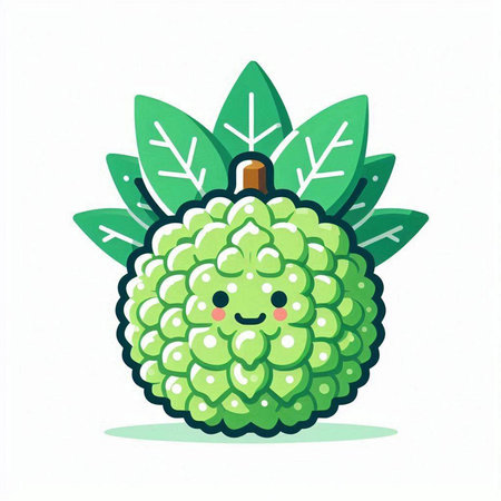 Cute kawaii custard apple character. Vector illustration.のイラスト素材