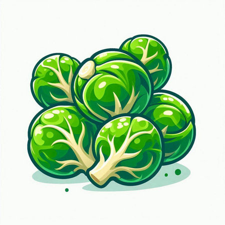 Brussels sprouts on a white background. Vector illustration.のイラスト素材