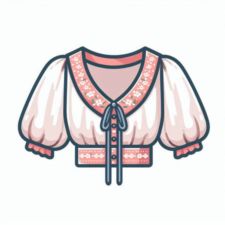 Ukrainian folk costume, blouse, embroidery, vector illustrationのイラスト素材